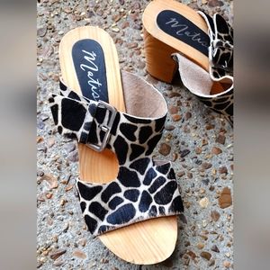 EUC Matisse giraffe print "Cherri" calf hair chunky heels